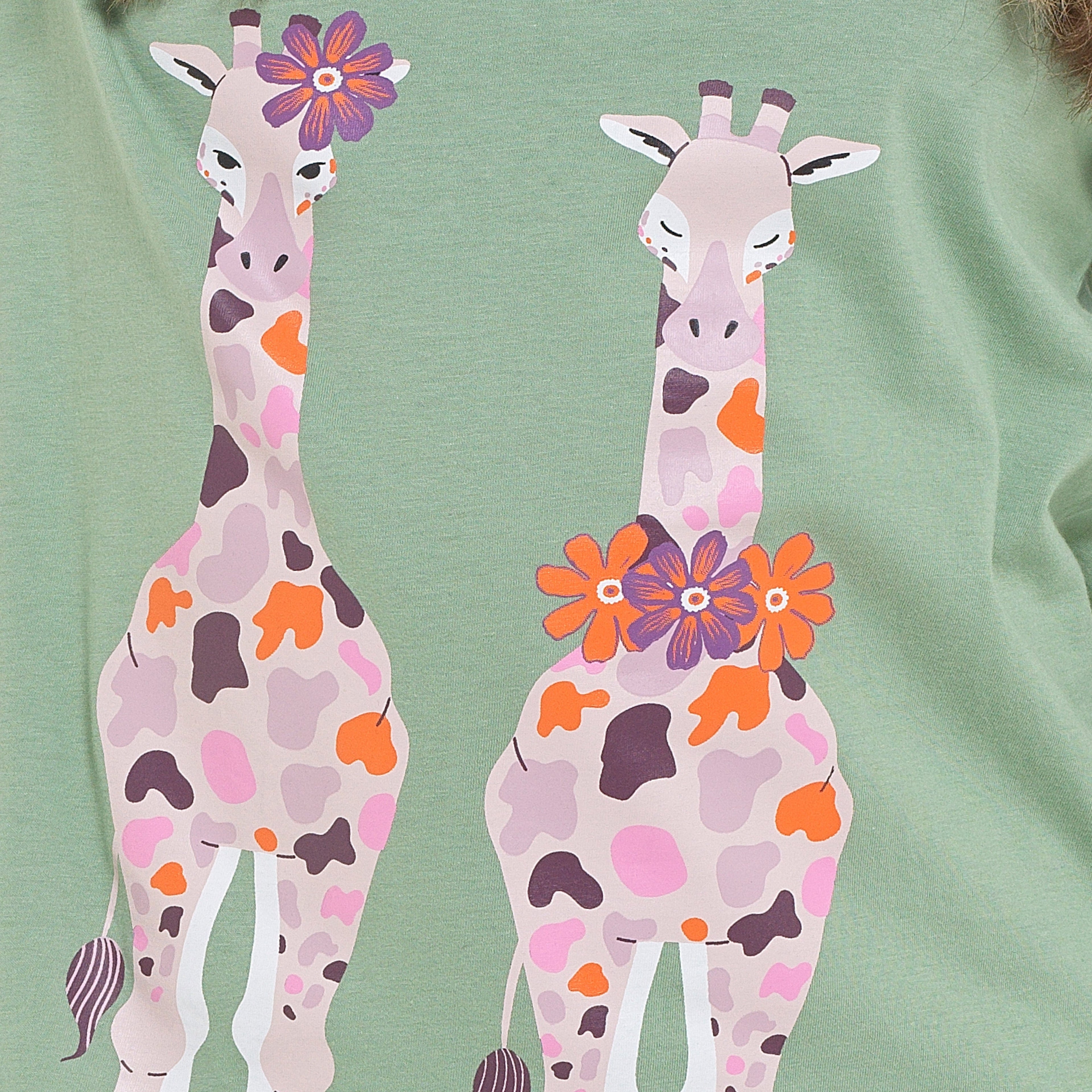 Women's Giraffe Cotton Jersey Long Sleeve Pyjama Set Comfortable PJs Soft Loungewear Summer Holiday Sleepwear