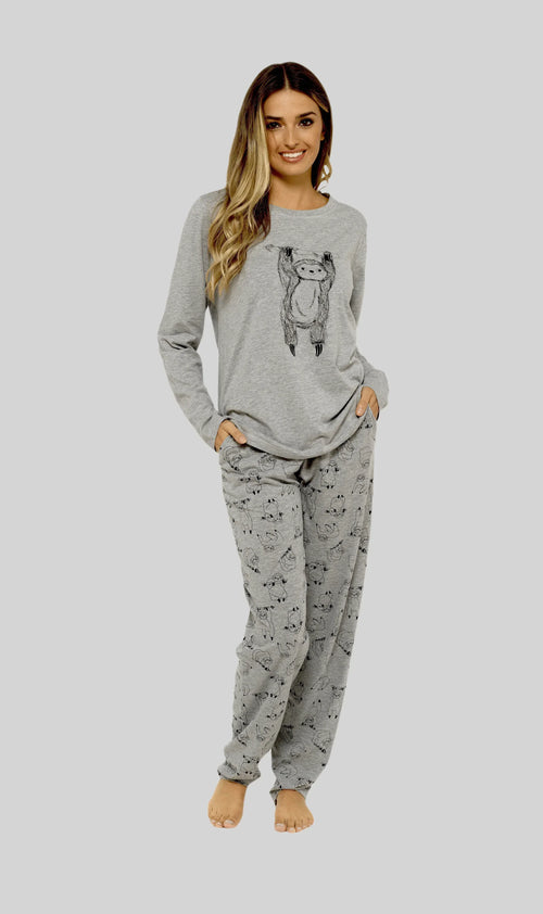 women-s-grey-cotton-pyjama-set-with-lazy-sloth-design-long-sleeve-comfortable-sleepwear-cute-nightwear-ideal-gift-for-her-by-daisy-dreamer-small-uk-8-10-pyjamas-512799554 - Bobobiy