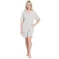 Women's Grey Short Pyjama Set Super Soft Sleepwear Nightwear Button Up Top and Shorts with Pockets PJs