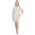 Women's Grey Short Pyjama Set Super Soft Sleepwear Nightwear Button Up Top and Shorts with Pockets PJs