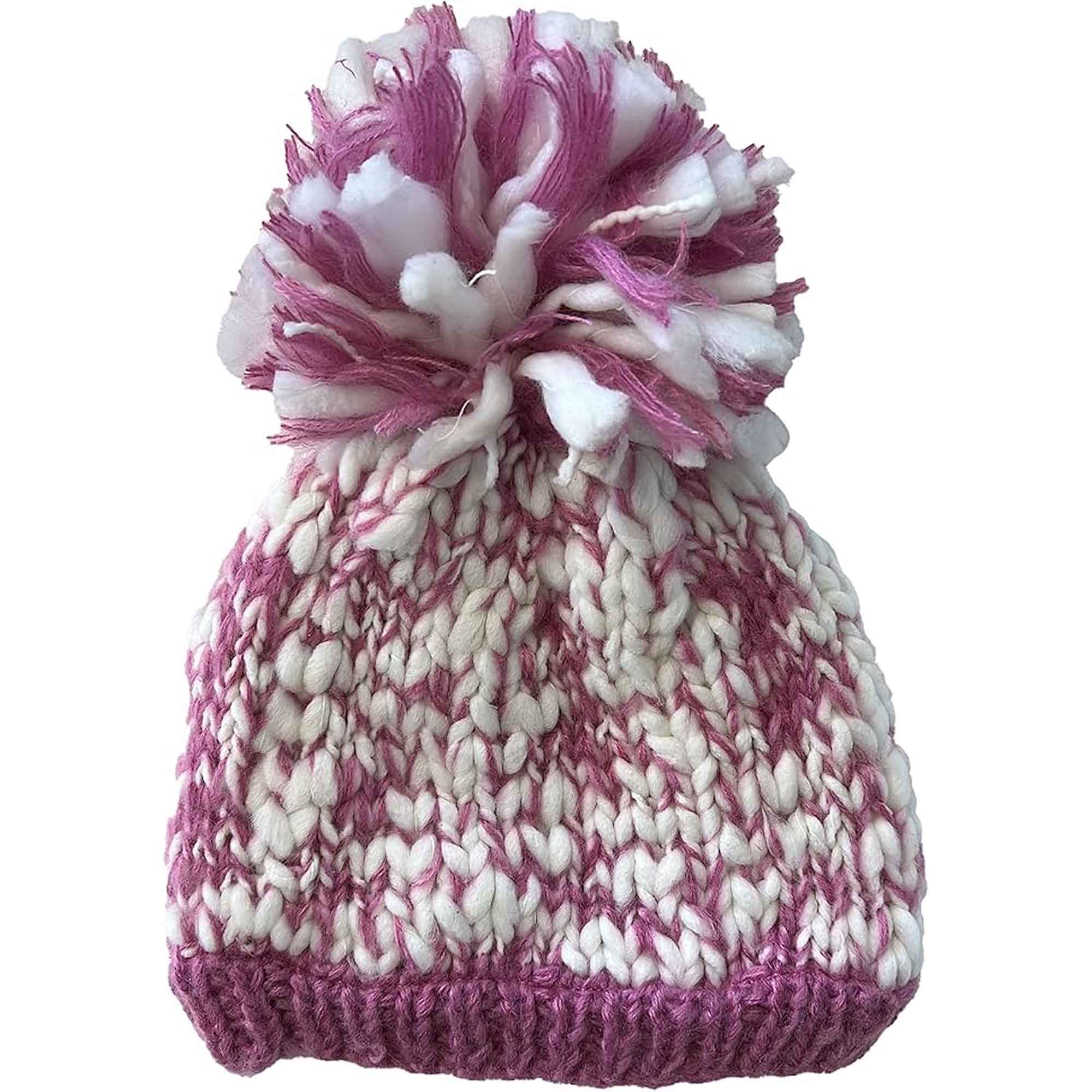 Women's Hand Knitted Daisy Pattern Winter Hat Headband Mittens Set with Pom Pom in Red Green Pink for Outdoor Activities and Holiday Gifts