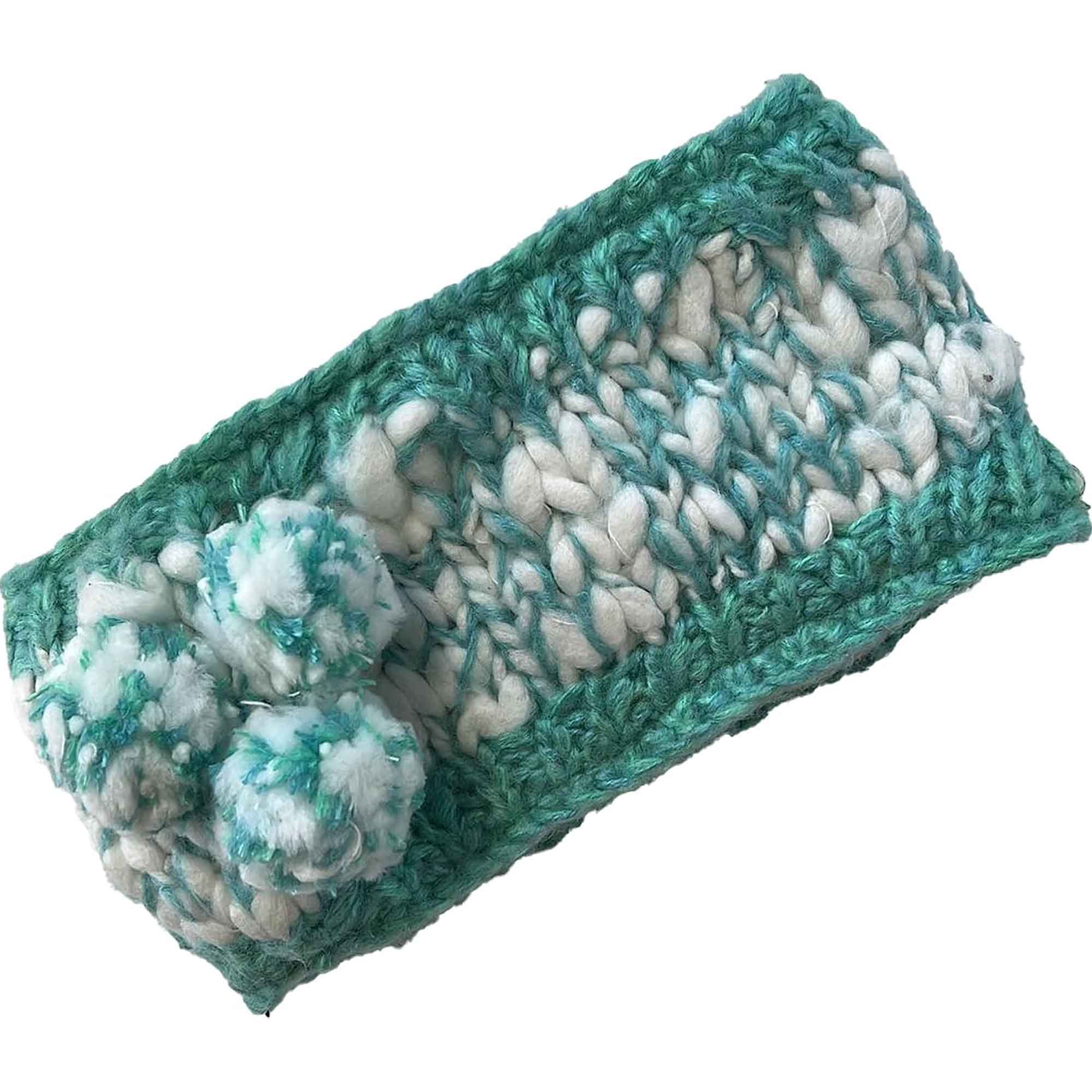 Women's Hand Knitted Daisy Pattern Winter Hat Headband Mittens Set with Pom Pom in Red Green Pink for Outdoor Activities and Holiday Gifts