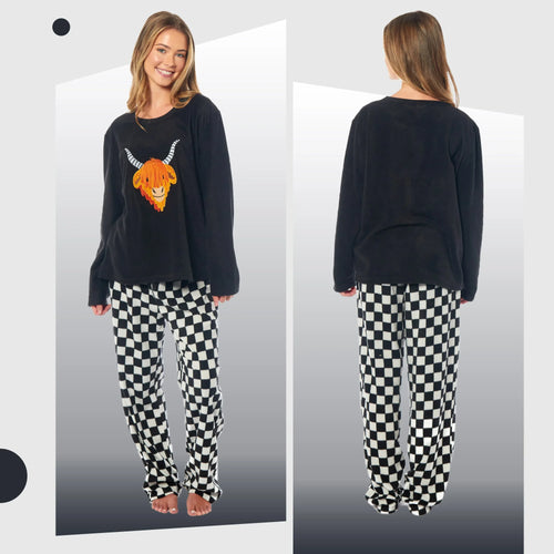 women-s-highland-cow-thermal-fleece-pyjamas-set-soft-warm-winter-pjs-animal-print-loungewear-sleepwear-long-sleeve-top-and-bottom-by-daisy-dreamer-pyjamas-1084632291 - Bobobiy