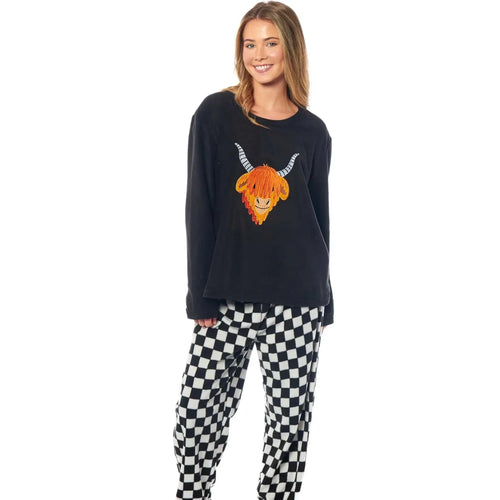 women-s-highland-cow-thermal-fleece-pyjamas-set-soft-warm-winter-pjs-animal-print-loungewear-sleepwear-long-sleeve-top-and-bottom-by-daisy-dreamer-small-8-10-highland-cow-pyjamas-1177 - Bobobiy