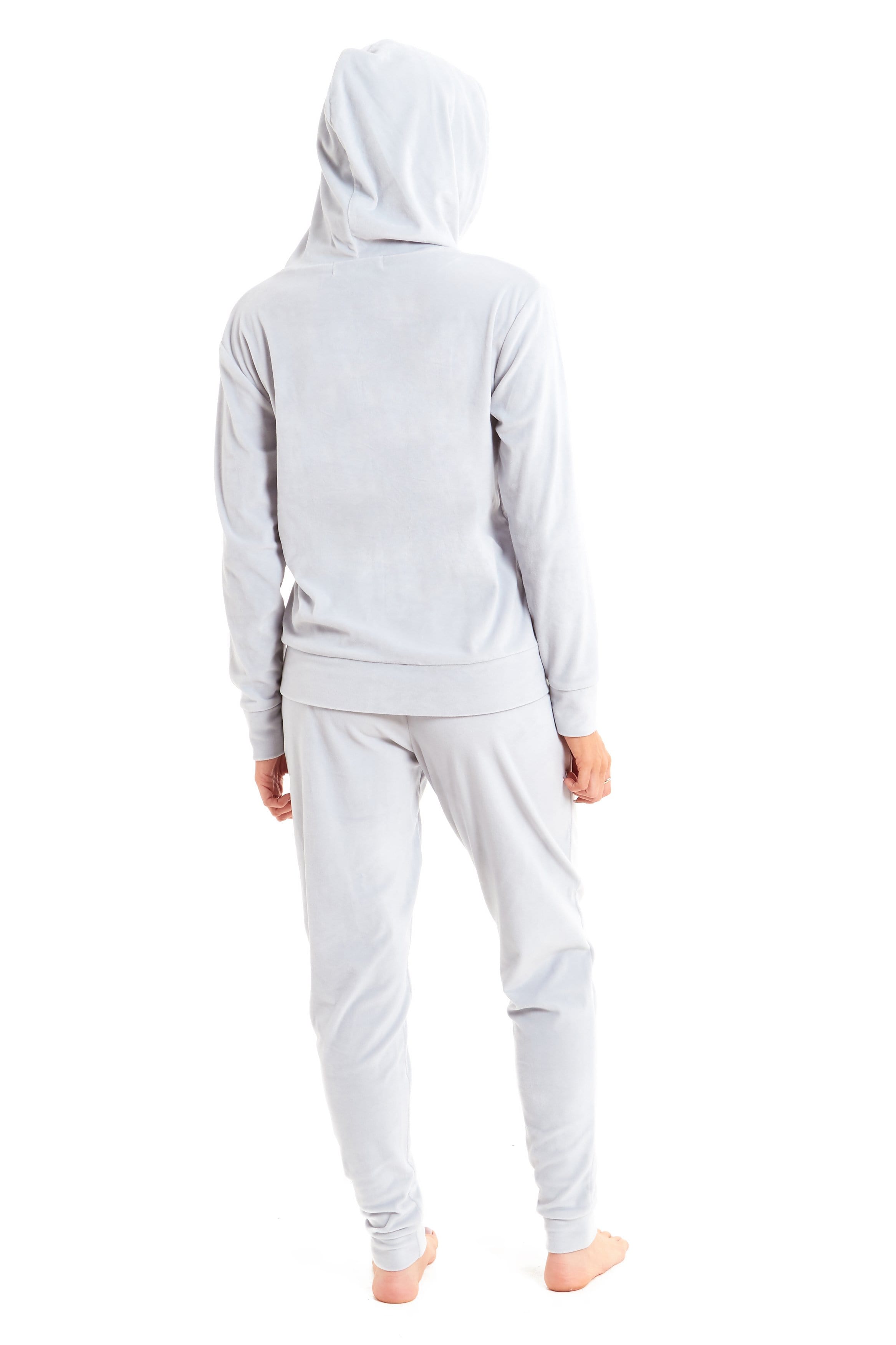 Women's Hooded Velour Lounge Set with Zipped Top and Elasticated Waistband Comfortable Stretchable Nightwear UK Sizes 8-22