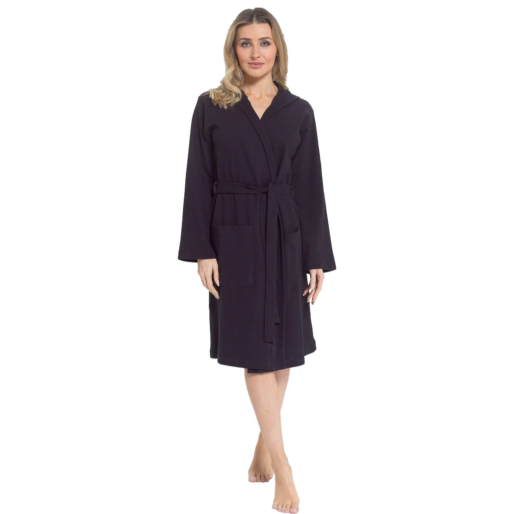 women-s-hooded-waffle-cotton-bathrobe-black-super-absorbent-spa-dressing-gown-for-home-lounge-travel-by-daisy-dreamer-s-black-bathrobe-1145860984 - Bobobiy