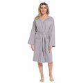 Women's Hooded Waffle Cotton Bathrobe Grey Super Absorbent Spa Dressing Gown for Home Lounge & Travel