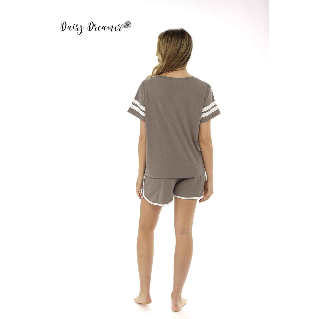 Women's Luxurious Cotton Pyjama Set with Be Happy T Shirt and Elastic Waist Shorts Perfect for Summer Loungewear or Bridal Gifts