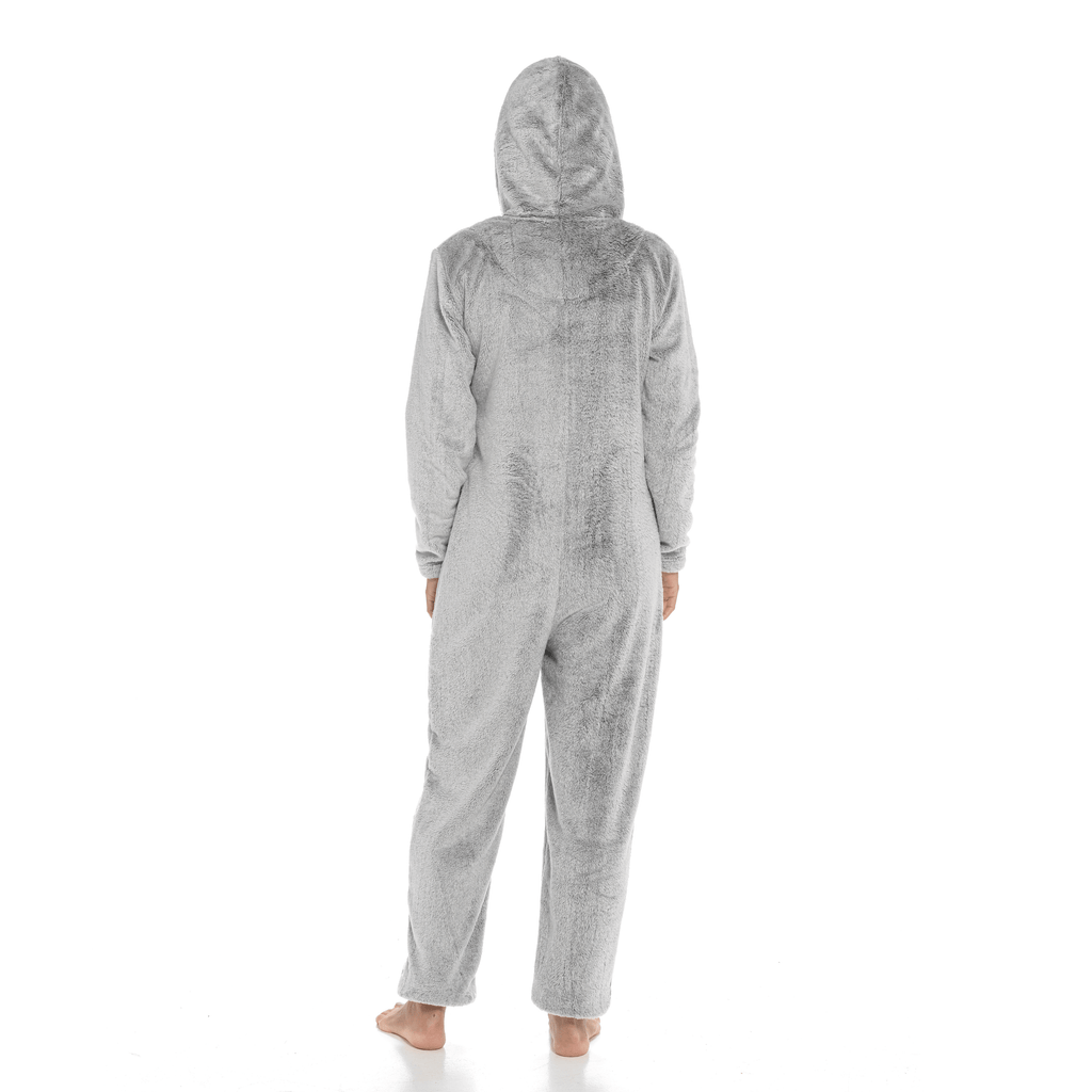 Women's Luxurious Shimmer Fleece Hooded Onesie with Zip Pockets and Pompoms Ultimate Comfort Sleepwear