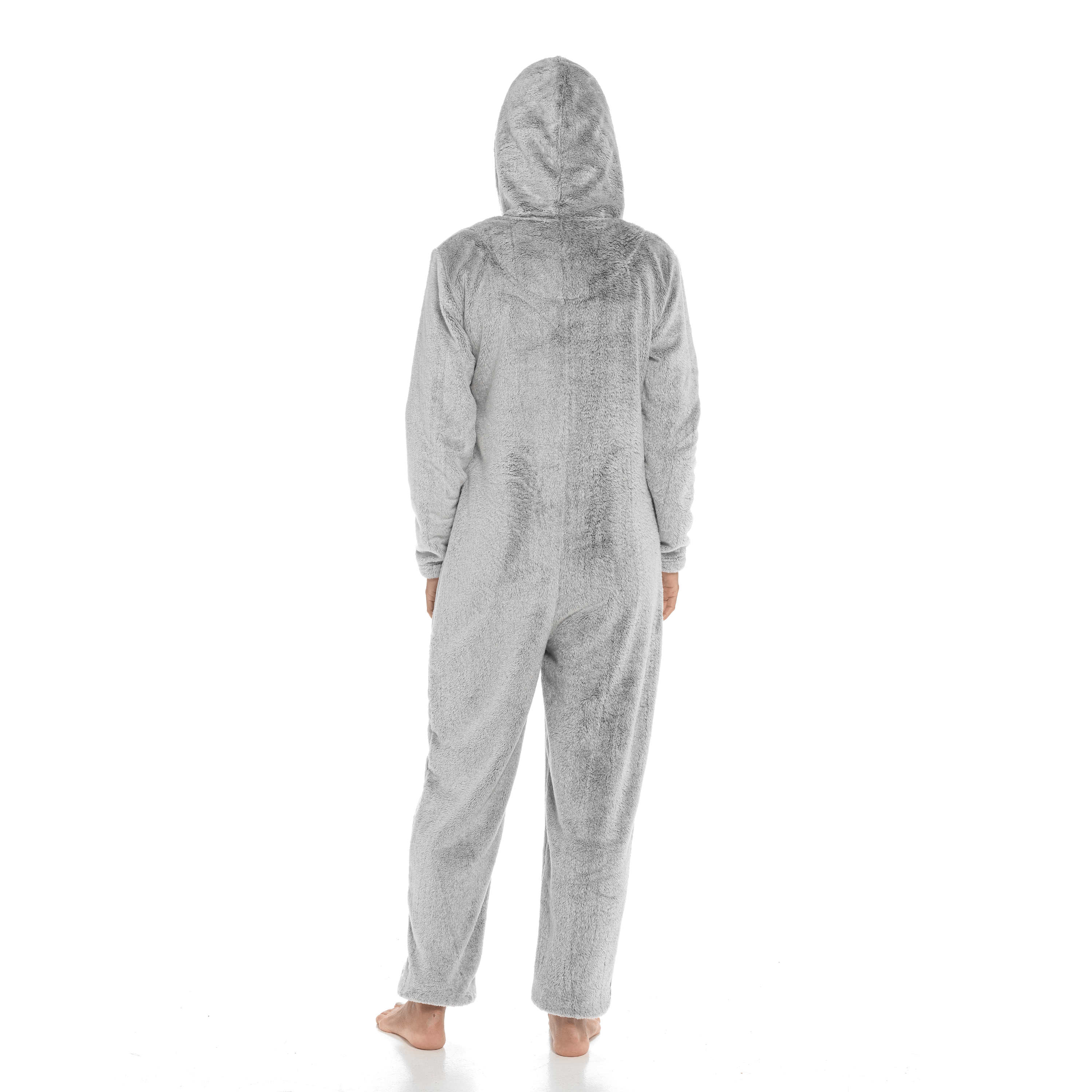 Women's Luxurious Shimmer Fleece Hooded Onesie with Zip Pockets and Pompoms Ultimate Comfort Sleepwear