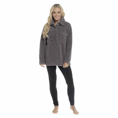 Women's Luxuriously Soft Sherpa Top and Leggings Lounge Set with Double Pockets Long Sleeve Lightweight Pajamas Ideal for Chilly Days