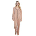 Women's Natural Pyjama Set Soft Touch Long Sleeve Button-Up Top & Bottoms Two-Piece Nightwear