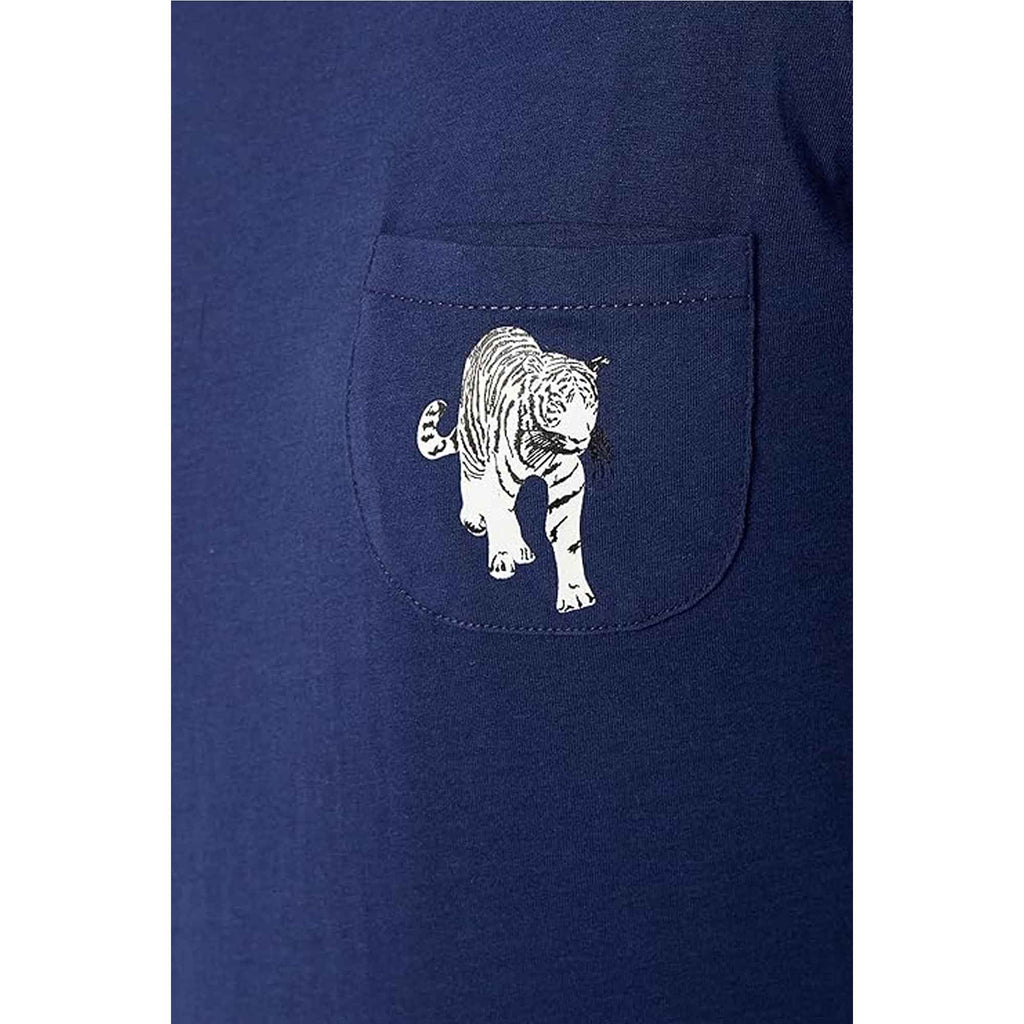 Women's Navy Tiger Print Polar Fleece Pyjama Set Soft Comfortable Loungewear Long Sleeve Top Elasticated Bottoms Stylish Gift Nightwear