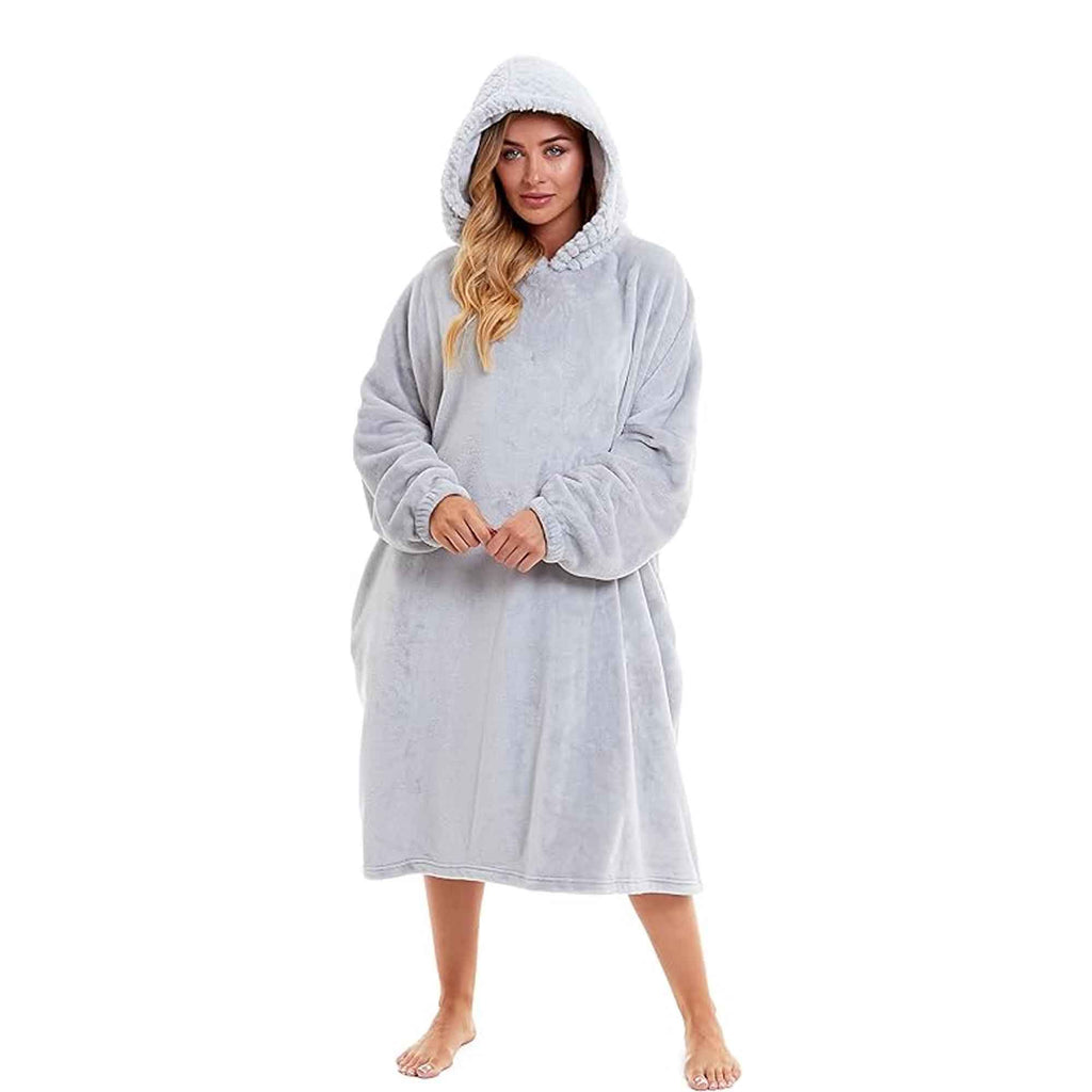 Women's Oversized Plush Hooded Poncho Blanket Cozy Fleece Hoodie with Fur Hood Ideal for Lounging Camping Outdoor Warmth