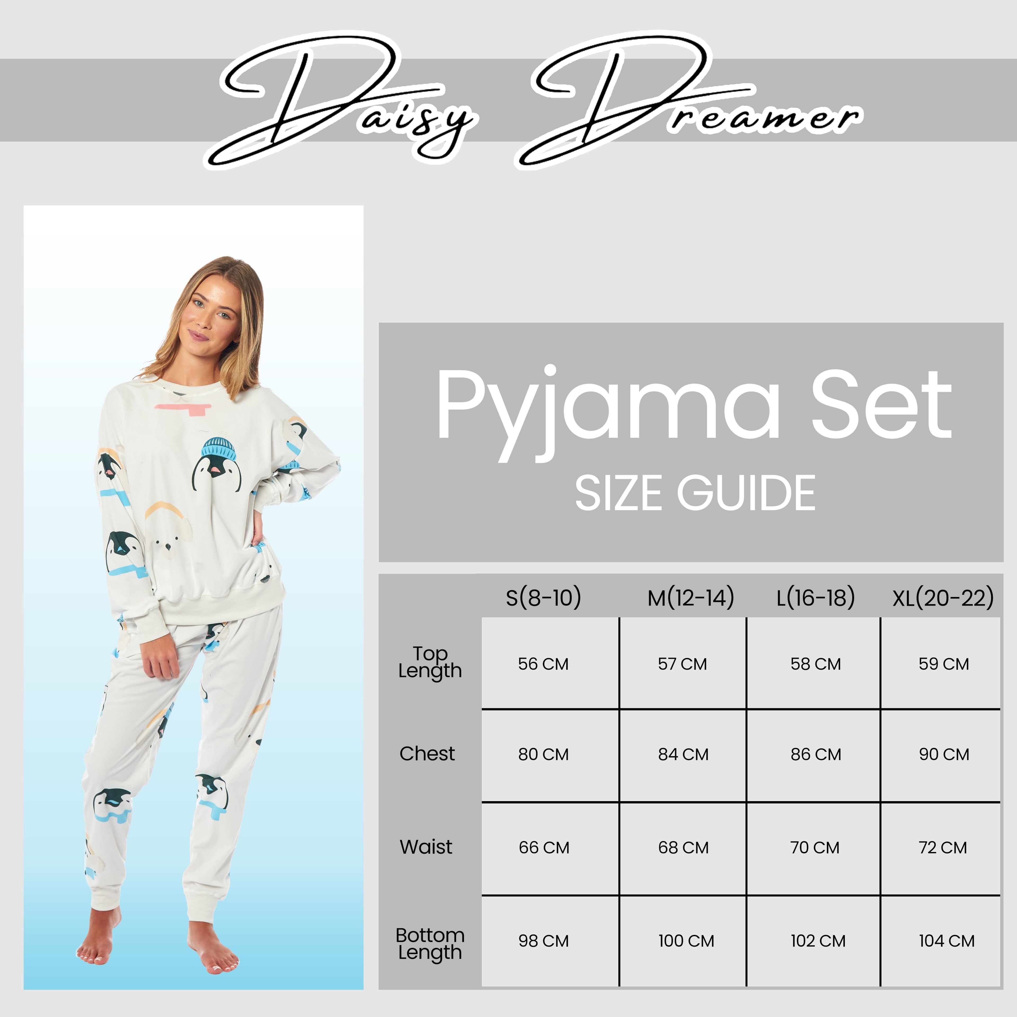 Women's Penguins & Polar Bears Soft Fleece Pyjama Set Long Sleeve Animal Print Warm PJs Loungewear Sleepwear for Ladies