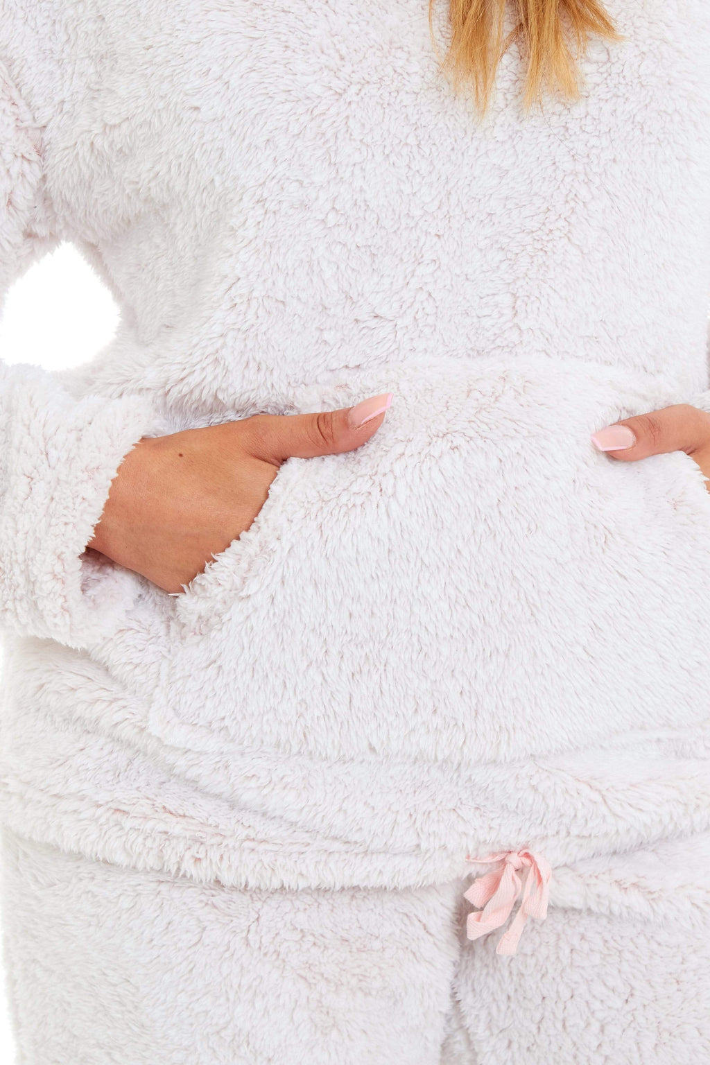 Women's Pink Plush Fleece Hooded Pyjama Set Ultimate Comfort Warmth Ladies Flannel Teddy Nightwear Loungewear Sizes 8-22 Ideal Gift