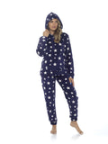 Women's Plush Fleece Hooded Pyjama Set Stars Design Soft Teddy Fabric Cosy Nightwear Loungewear Warm Comfortable Multiple Sizes