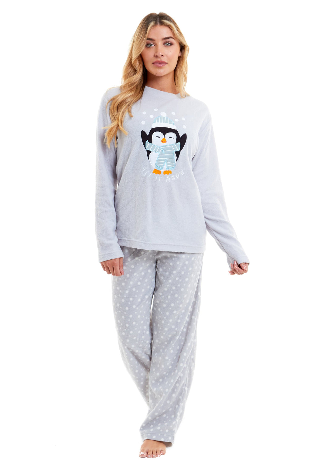 Women's Polar Fleece Penguin Pyjama Set Soft Warm Winter Lounge Wear Boutique Nightwear Ideal Christmas Gift Available in Multiple Sizes