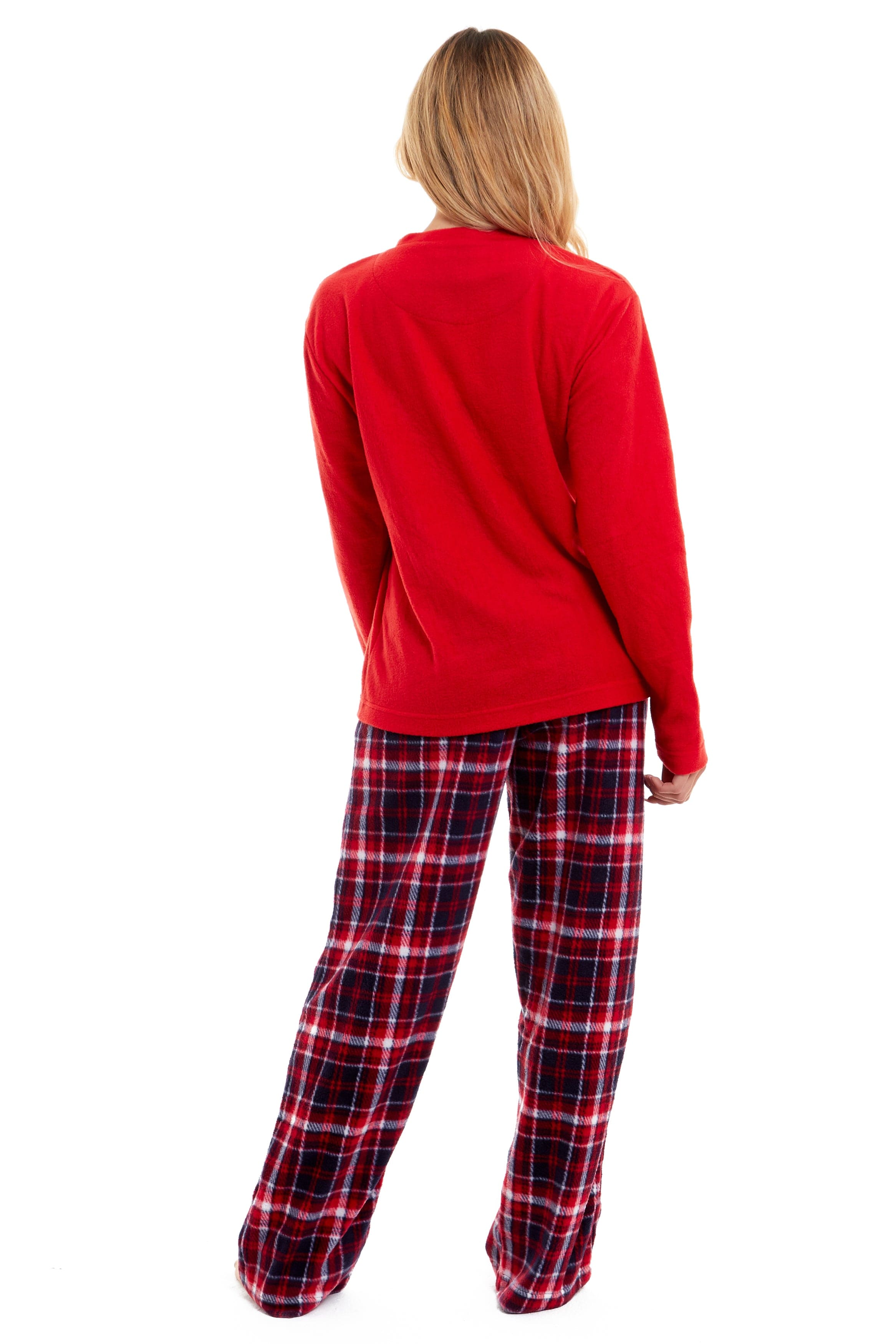 Women's Polar Fleece Pyjama Set with Festive Reindeer Pattern Ultra-Soft Winter Nights and Christmas Gifts Loungewear
