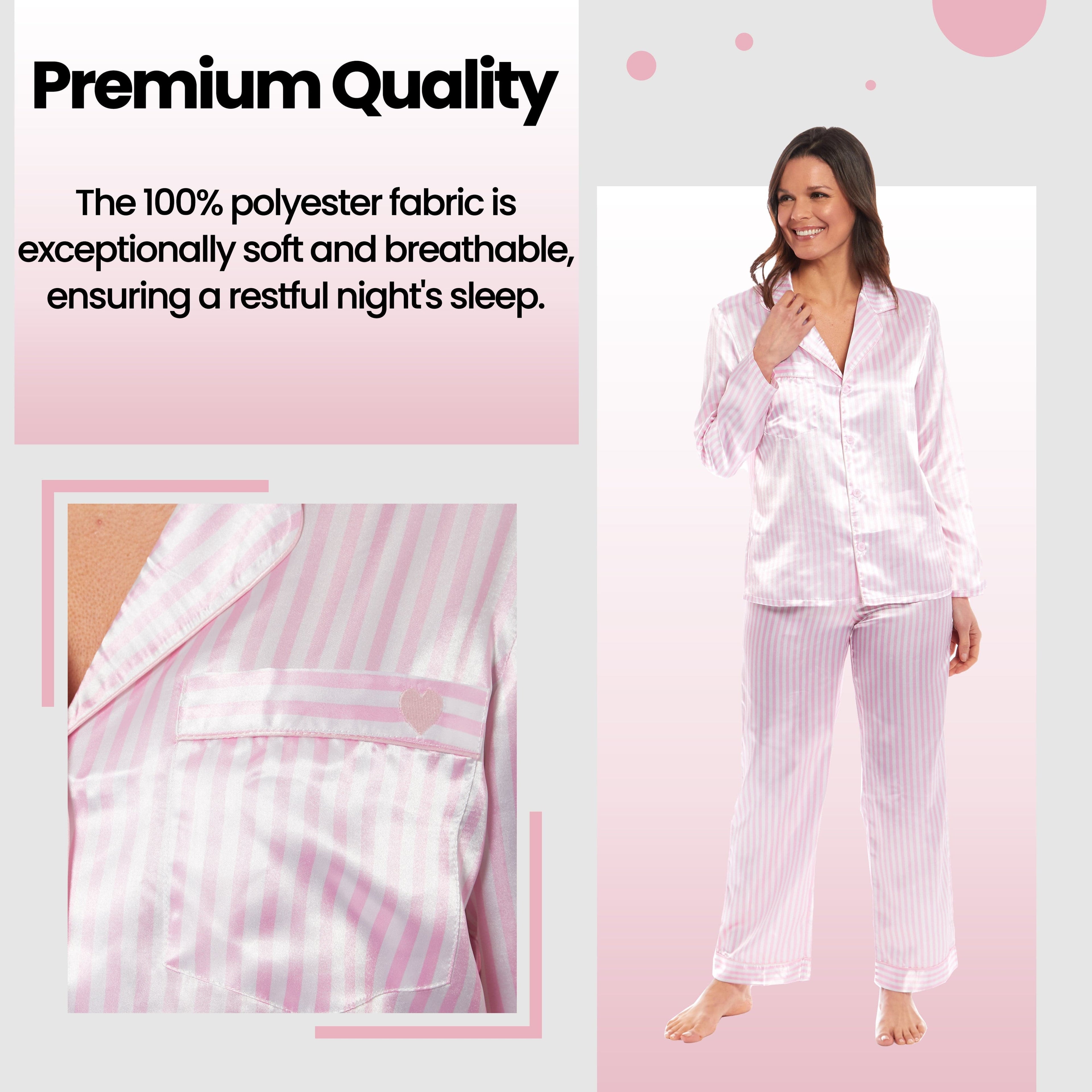 Women's Satin Silk Luxurious Pyjama Set with Dress Shirt Collar and Loose-Fitting Pants in Black Pink Grey