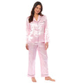 Women's Satin Silk Luxurious Pyjama Set with Dress Shirt Collar and Loose-Fitting Pants in Black Pink Grey