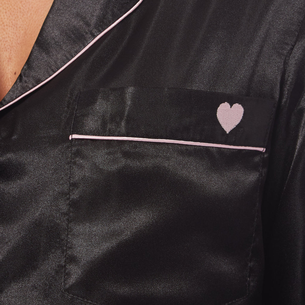 Women's Satin Silk Pyjama Set Satin PJs Short Loungewear Nightwear for Women in Black Pink Grey Sizes UK 8-22