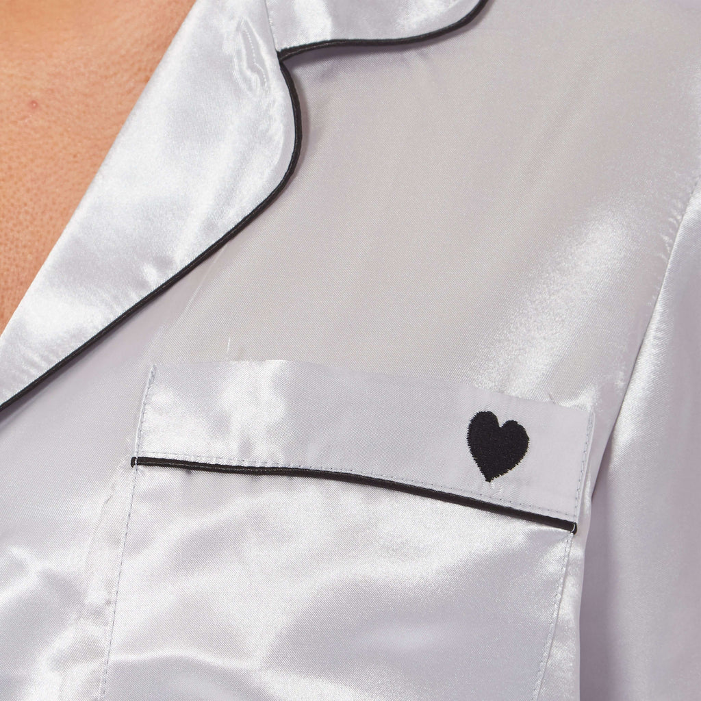 Women's Satin Silk Short Pyjama Set Soft Breathable Nightwear Loungewear PJs Black Pink Grey UK Sizes 8-22