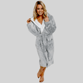 Women's Shimmer Grey Plush Fleece Hooded Robe with Ultra-Soft Sherpa Lining for Luxurious Loungewear and Nightwear