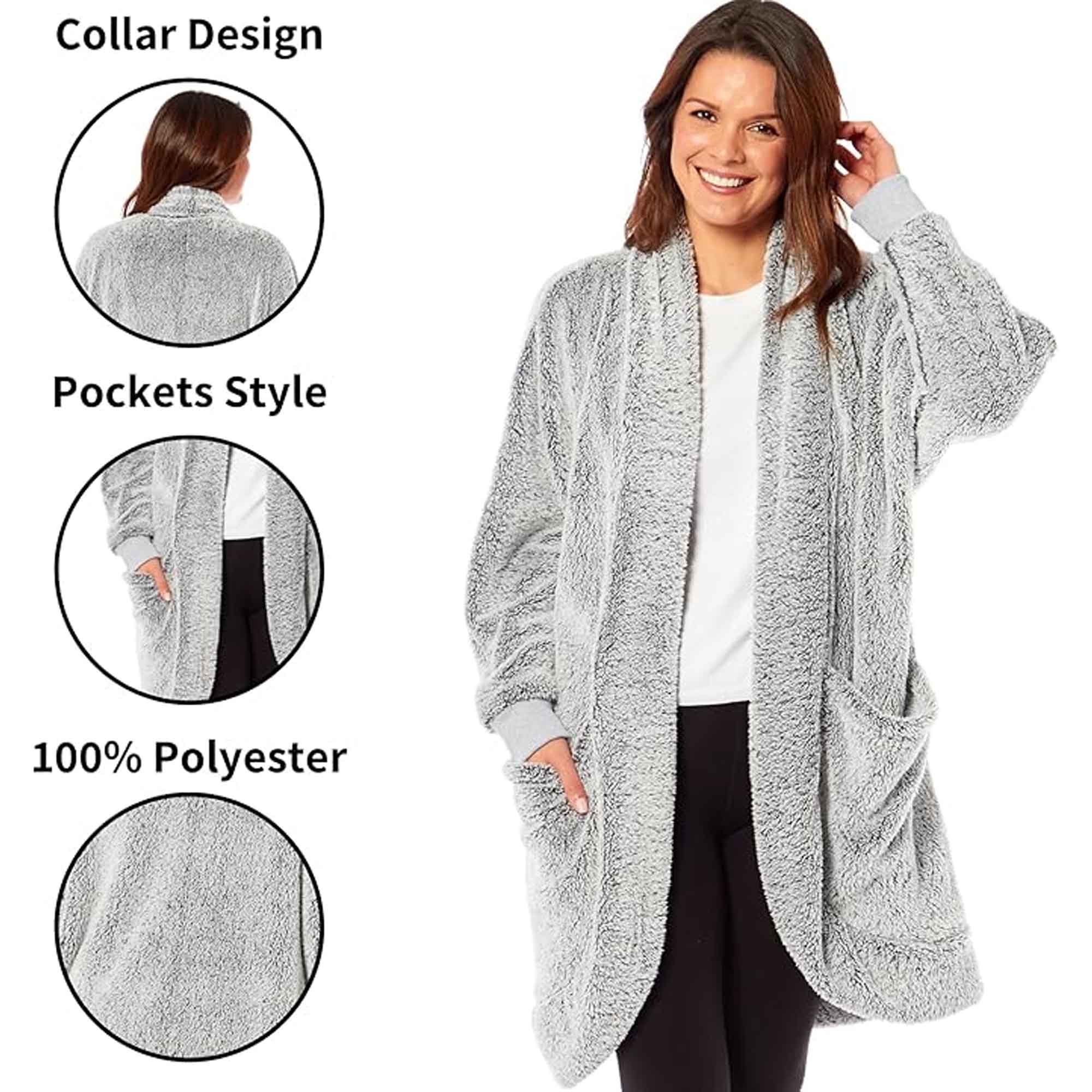 Women's Shimmer Grey Soft Touch Cardi Gown Luxury House Coat Elegant Loungewear Cozy Fit Robe Versatile Stylish Homewear