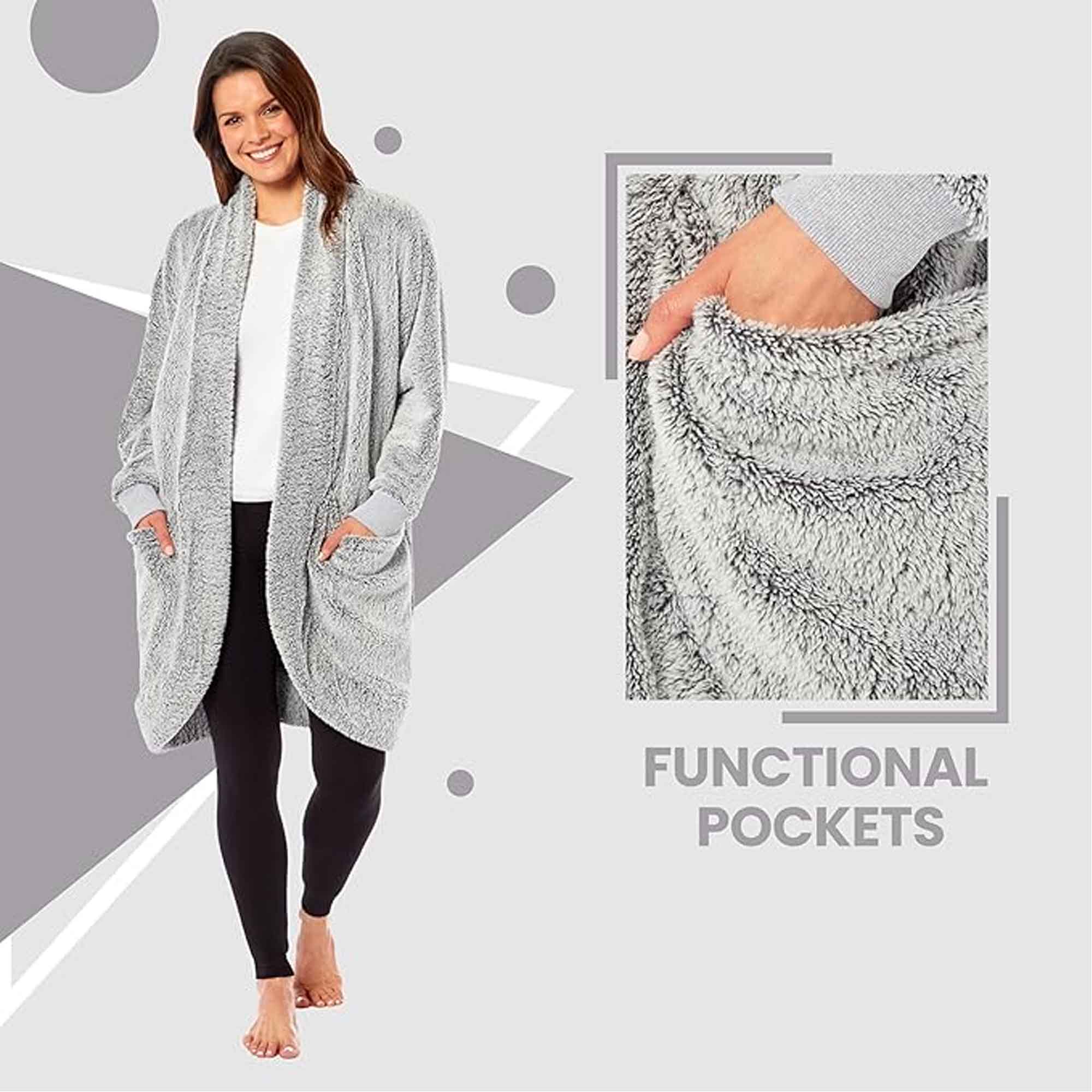 Women's Shimmer Grey Soft Touch Cardi Gown Luxury House Coat Elegant Loungewear Cozy Fit Robe Versatile Stylish Homewear