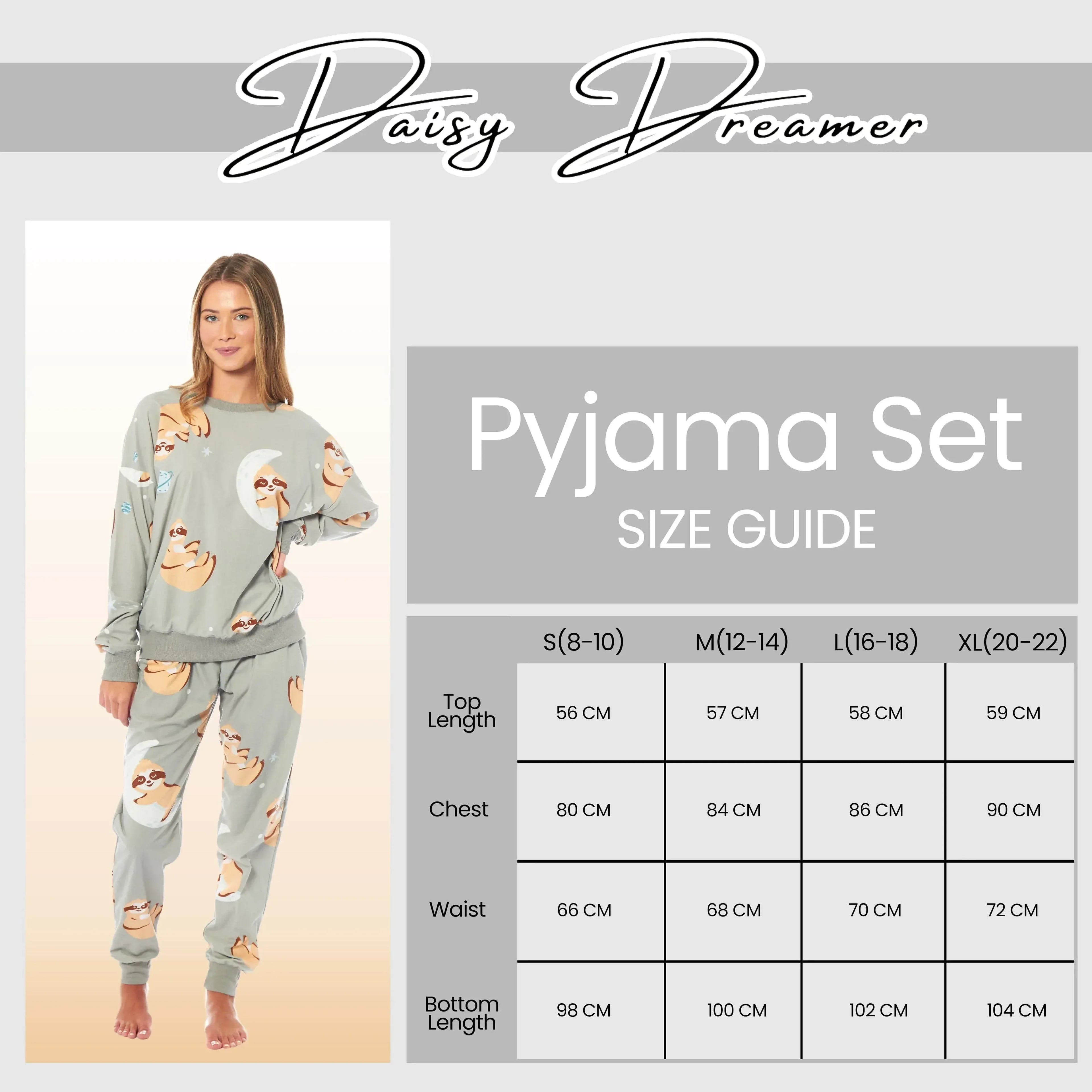 women-s-sloth-soft-fleece-pyjama-set-long-sleeve-animal-print-warm-pjs-loungewear-sleepwear-for-ladies-by-daisy-dreamer-pyjamas-1095396303 - Bobobiy