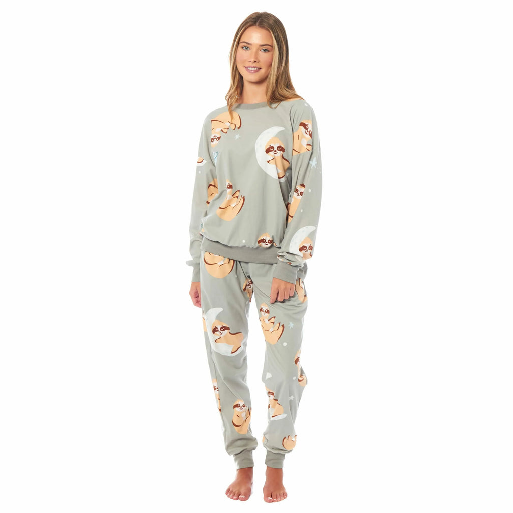 women-s-sloth-soft-fleece-pyjama-set-long-sleeve-animal-print-warm-pjs-loungewear-sleepwear-for-ladies-by-daisy-dreamer-small-8-10-sloth-pyjamas-1095396296 - Bobobiy