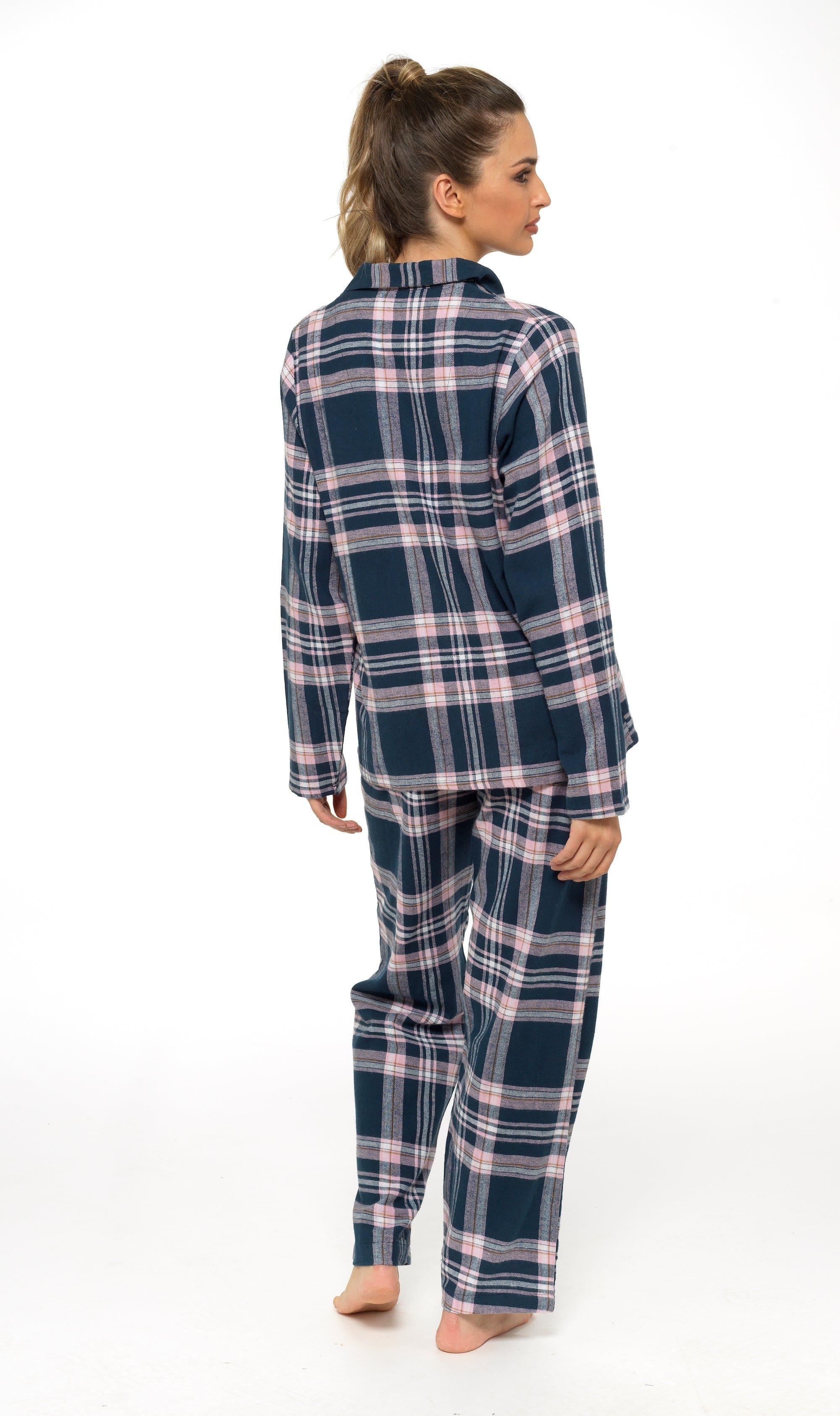 women-s-soft-cotton-flannelette-check-pyjama-set-with-elasticated-waistband-cosy-warm-nightwear-pjs-classic-check-pattern-sleepwear-uk-sizes-8-22-by-daisy-dreamer-pyjamas-659667521 - Bobobiy