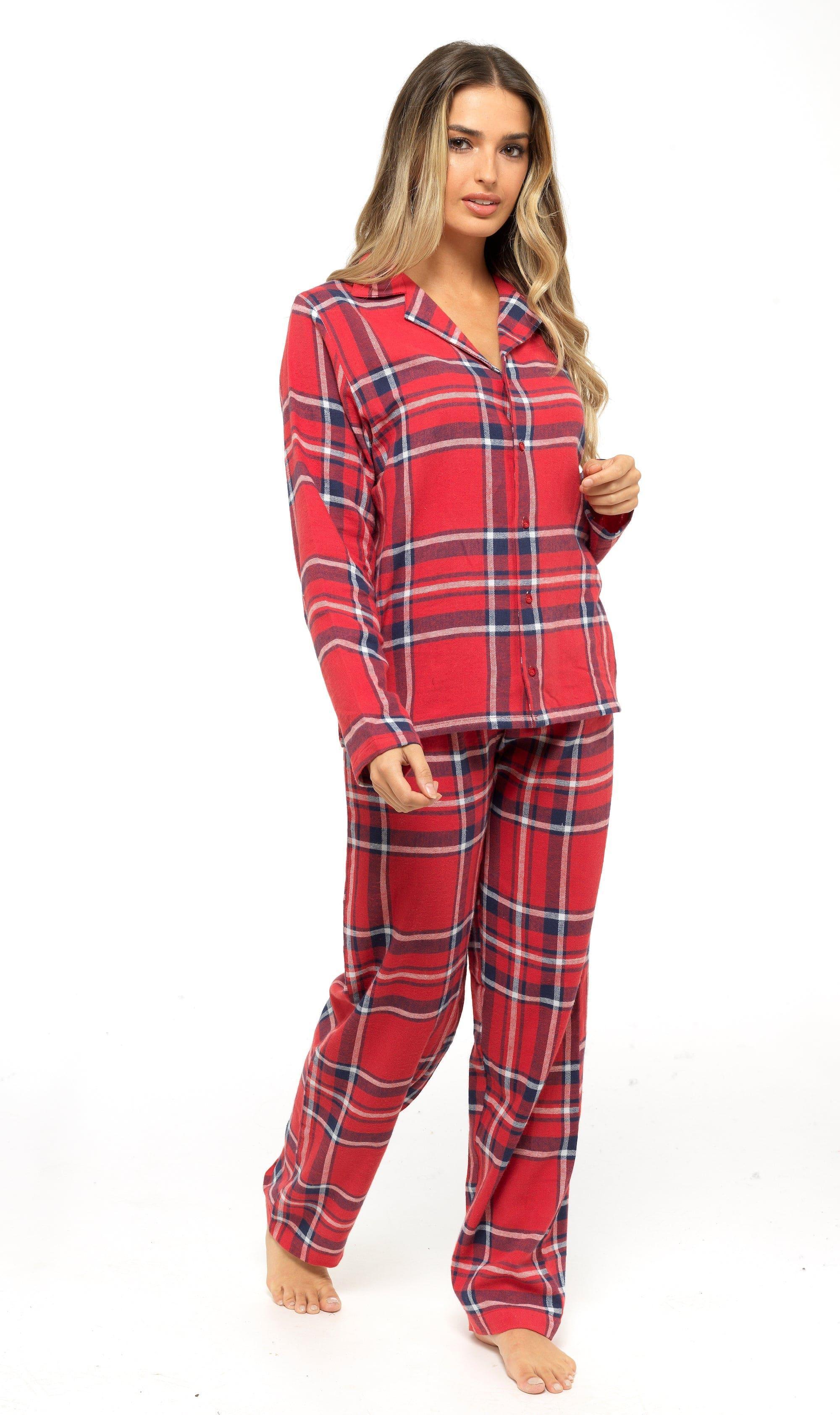women-s-soft-cotton-flannelette-check-pyjama-set-with-elasticated-waistband-cosy-warm-nightwear-pjs-classic-check-pattern-sleepwear-uk-sizes-8-22-by-daisy-dreamer-pyjamas-659667530 - Bobobiy