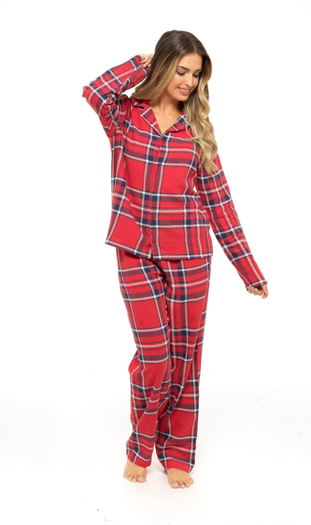women-s-soft-cotton-flannelette-check-pyjama-set-with-elasticated-waistband-cosy-warm-nightwear-pjs-classic-check-pattern-sleepwear-uk-sizes-8-22-by-daisy-dreamer-pyjamas-659667535 - Bobobiy