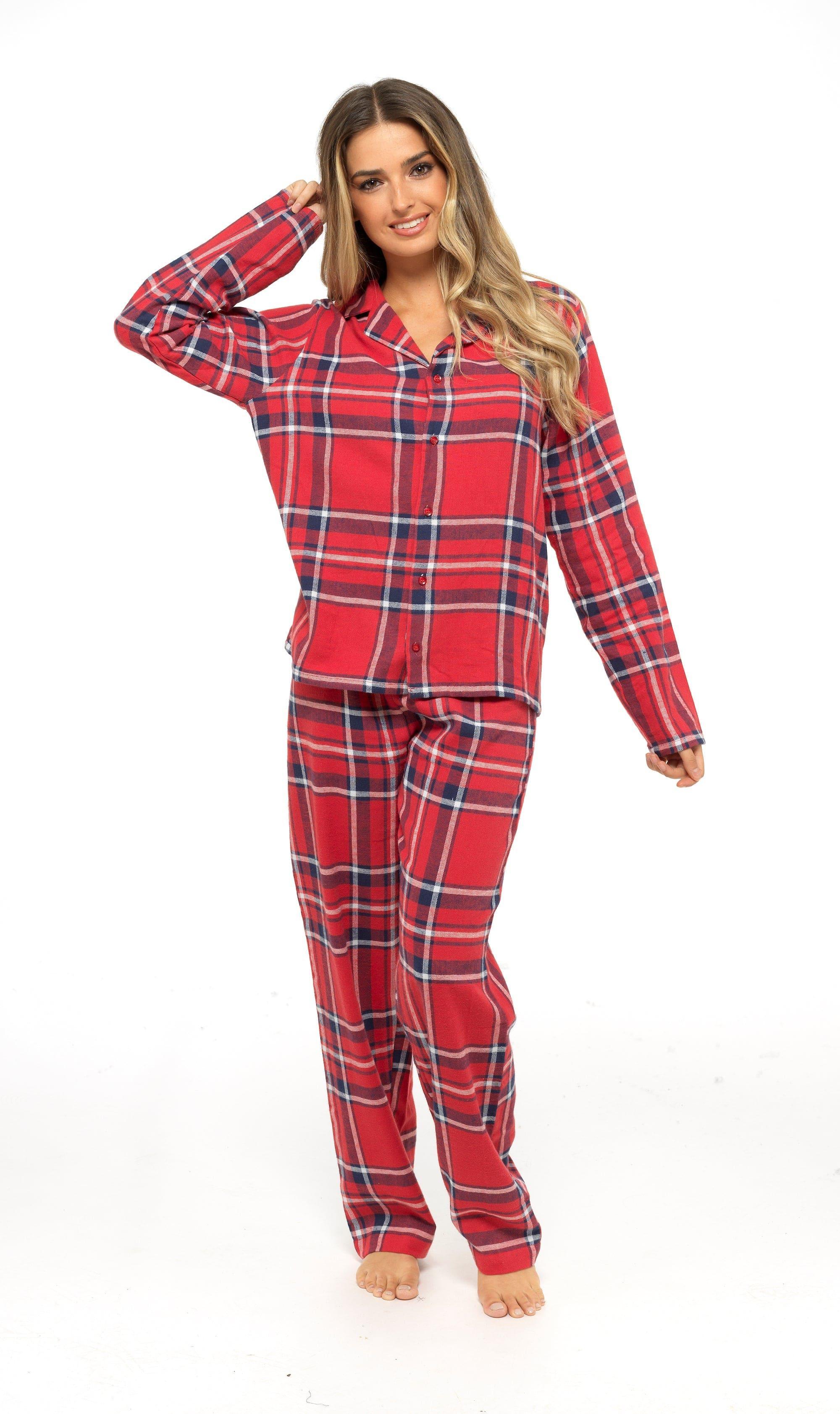 women-s-soft-cotton-flannelette-check-pyjama-set-with-elasticated-waistband-cosy-warm-nightwear-pjs-classic-check-pattern-sleepwear-uk-sizes-8-22-by-daisy-dreamer-pyjamas-659667536 - Bobobiy