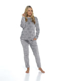 Women's Super Soft Heart Fleece Pyjamas Set Cozy Plush Loungewear Top and Pants Warm Teddy Fleece PJs for Lounging and Sleeping