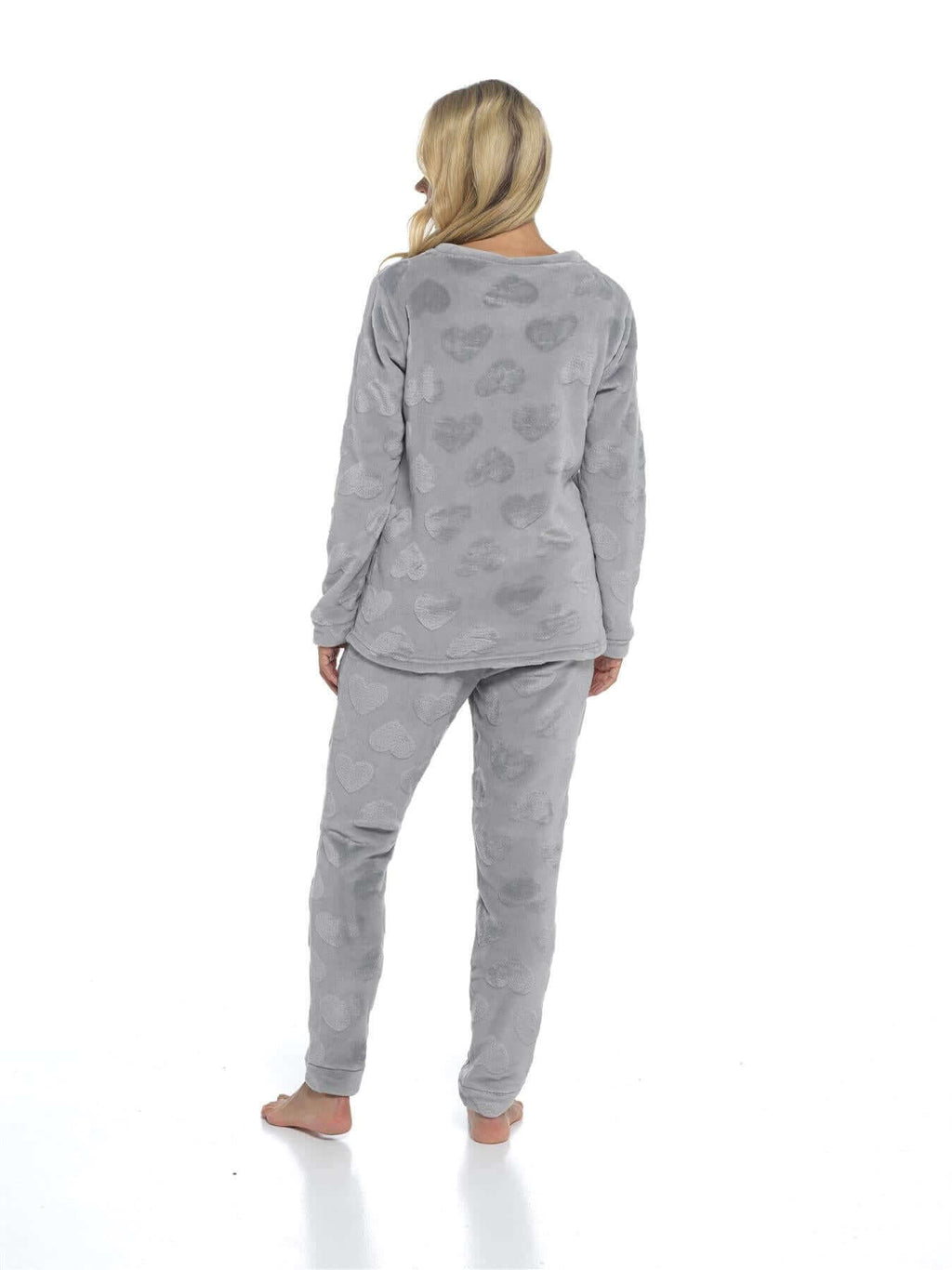 Women's Super Soft Heart Fleece Pyjamas Set Cozy Plush Loungewear Top and Pants Warm Teddy Fleece PJs for Lounging and Sleeping