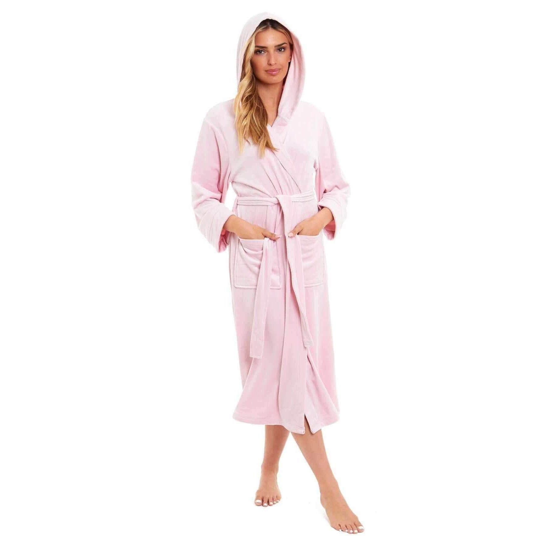 Women's Super Soft Plush Fleece Hooded Bathrobe Fluffy Velvet Loungewear Long Sleeve Cosy Winter Dressing Gown Spa Essential