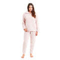 Women's Super Soft Teddy Fleece Loungewear Set Cozy Elasticated Waistband Pants and Zip Front Top in Pink Grey Cream Luxurious Nightwear