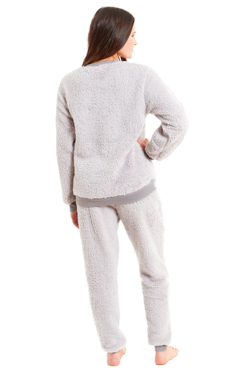 Women's Super Soft Teddy Fleece Pyjama Set Warm Cozy Stretchable Loungewear Crew Neck Nightwear Perfect for Relaxation and Sleep
