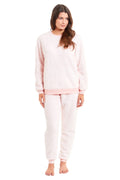 Women's Super Soft Teddy Fleece Pyjama Set Warm Cozy Stretchable Loungewear Crew Neck Nightwear Perfect for Relaxation and Sleep