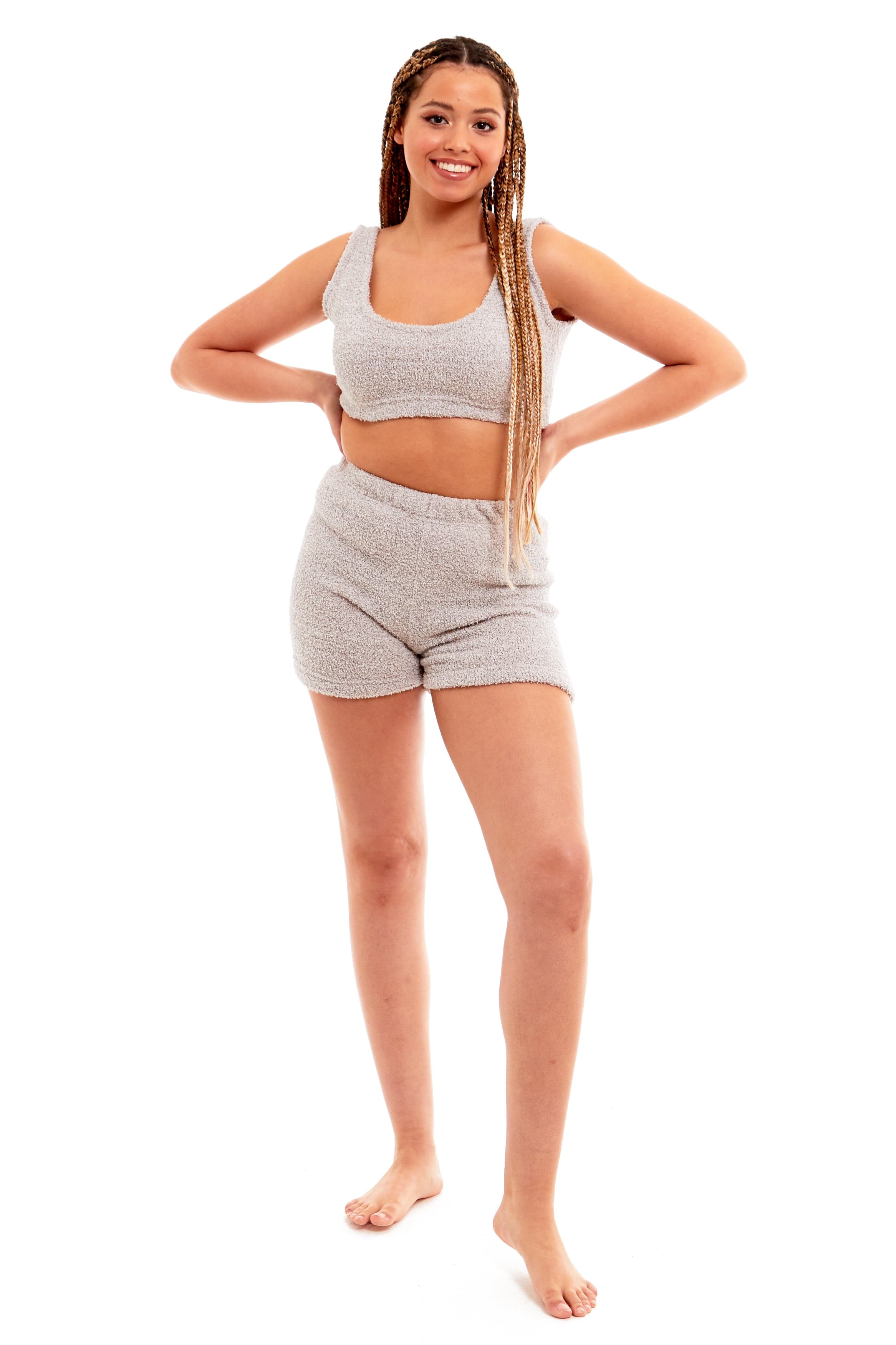 Women's Super Soft Teddy Fleece Tank Top and Shorts Loungewear Set for All-Year Comfort