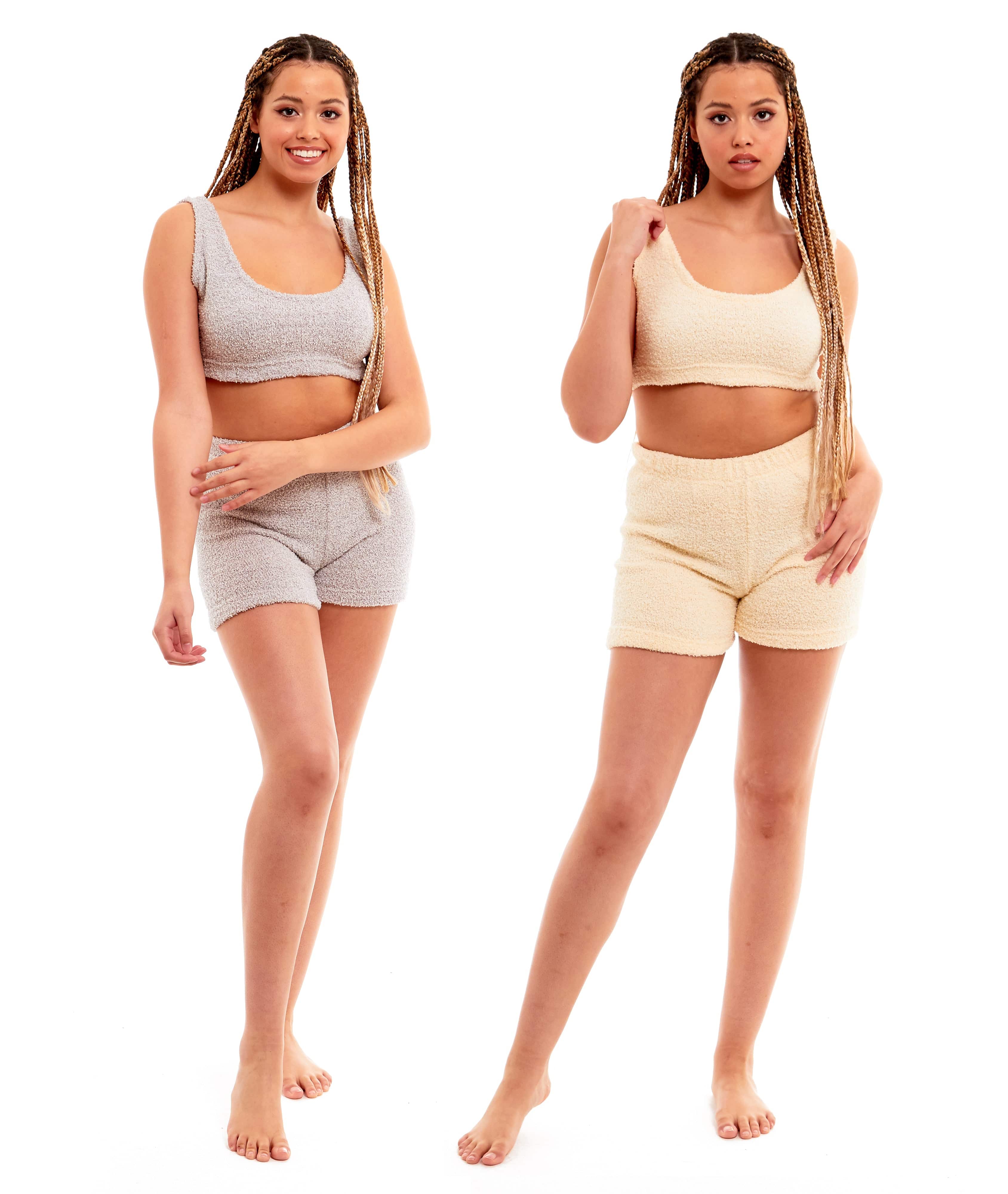 Women's Super Soft Teddy Fleece Tank Top and Shorts Loungewear Set for All-Year Comfort