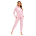 Women's Super Soft Velour Hooded Pyjama Set Comfortable Fleece Loungewear for Lounging Sleeping Pajama Parties in Pink Grey