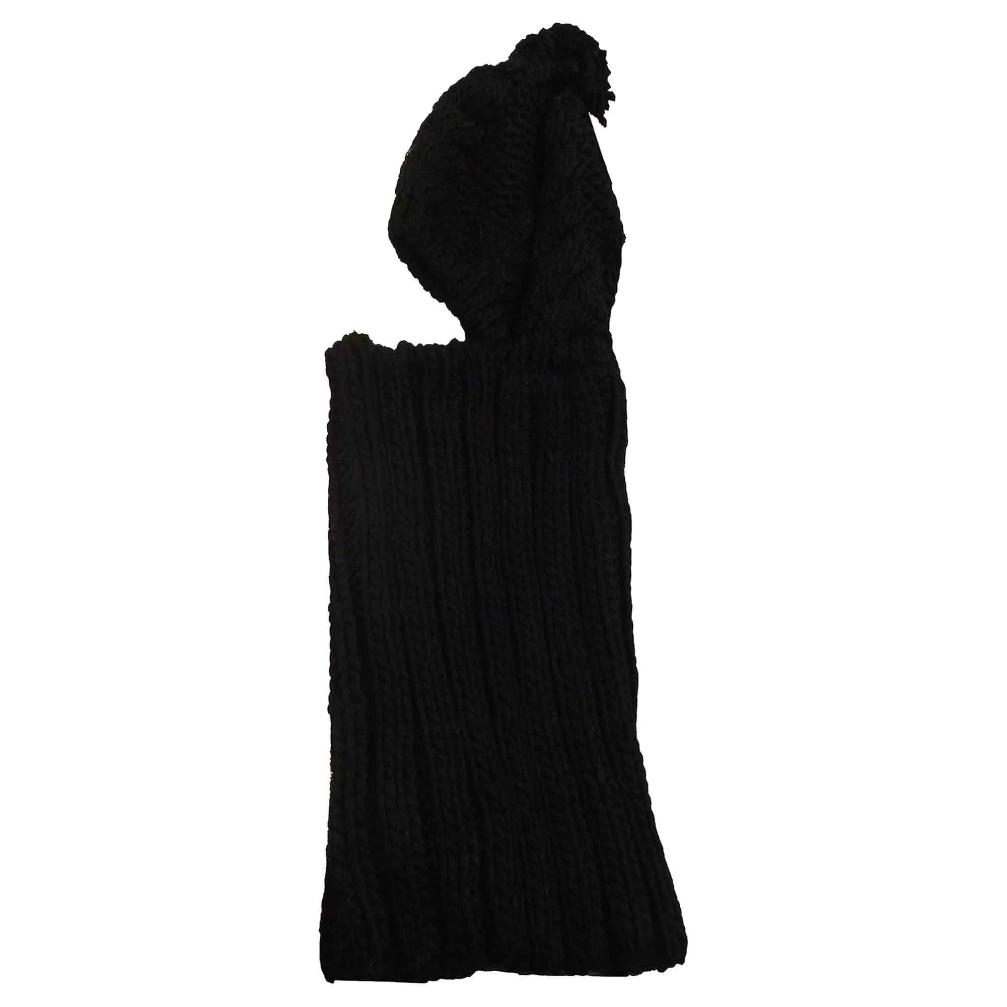 Women's Thermal Beanie Hat with Cable Knit Design and Pom Pom 2-In-1 Snood Scarf Winter Accessory in Cream Pink Black Grey Sock Stack