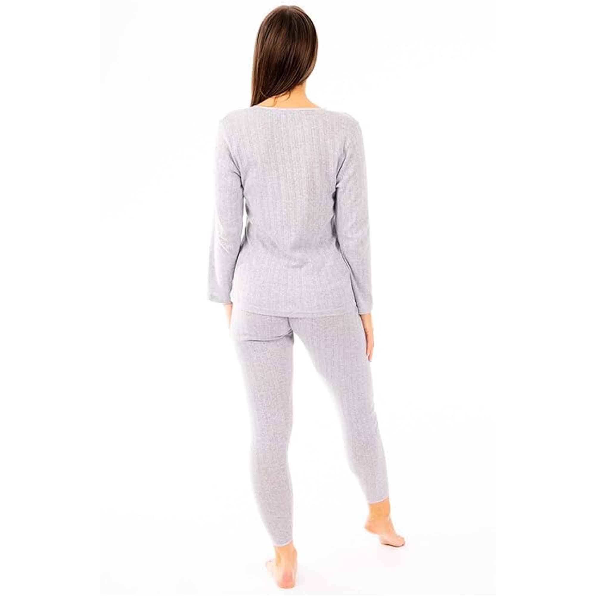 Women's Thermal Long Sleeve Top and Long Jane Pants Set Winter Base Layers Warm Insulating Cotton Rich Fabric Sizes S to XXL Multiple Colours
