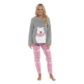 Women's Ultra-Soft Fleece Pyjama Set Cozy Polar Bear Print Long Sleeve Top and Elasticated Bottoms Warm Winter Nightwear