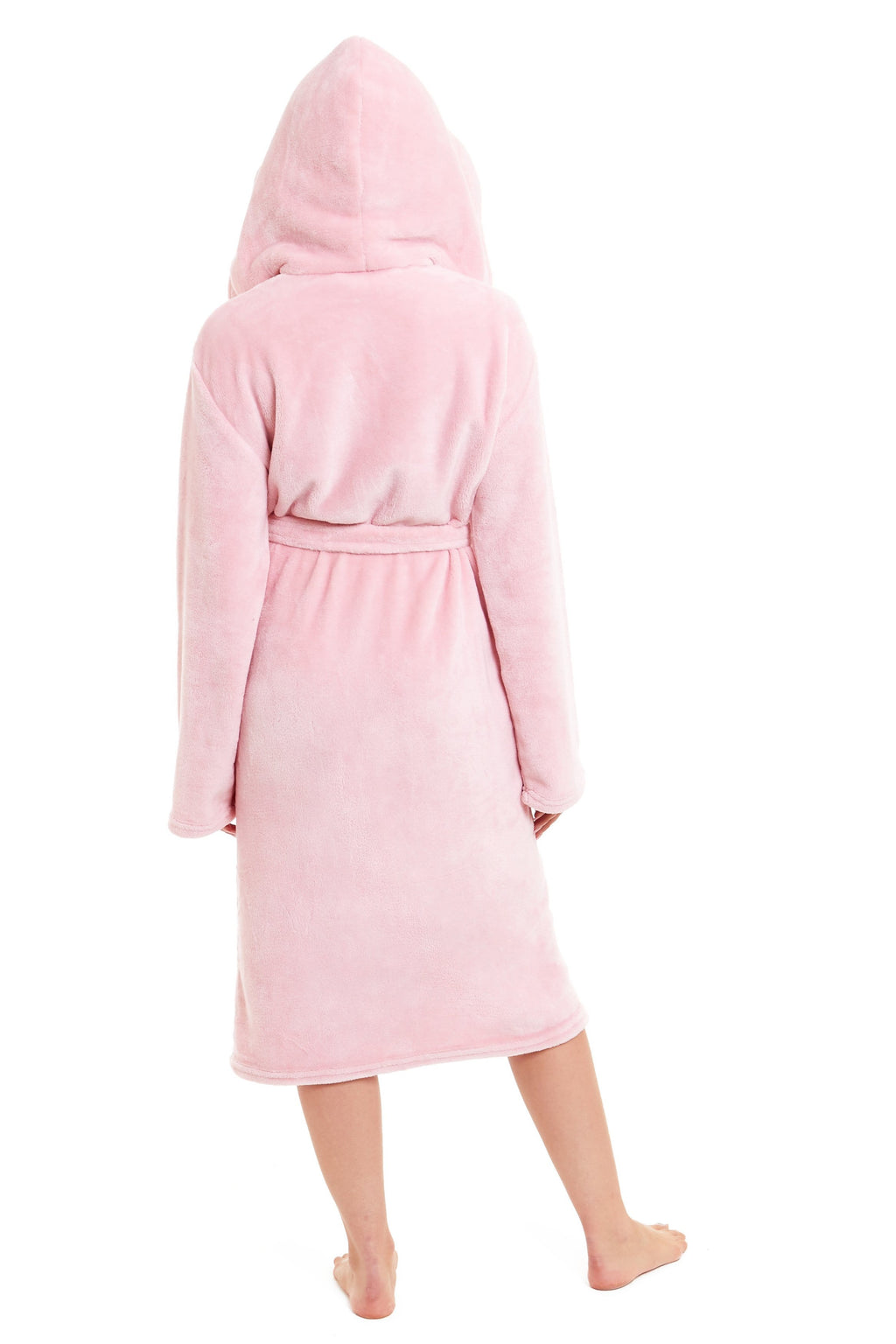 Women's Ultra-Soft Hooded Plush Fleece Dressing Gown Warm Velvet Bathrobe for Lounging and Relaxing in Winter