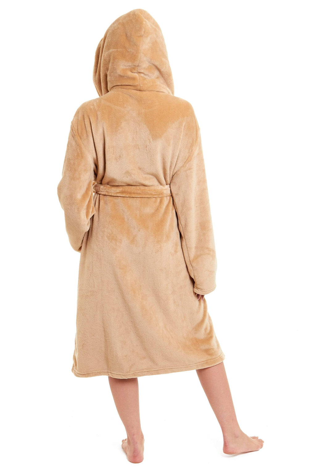 Women's Ultra-Soft Hooded Plush Fleece Dressing Gown Warm Velvet Bathrobe for Lounging and Relaxing in Winter